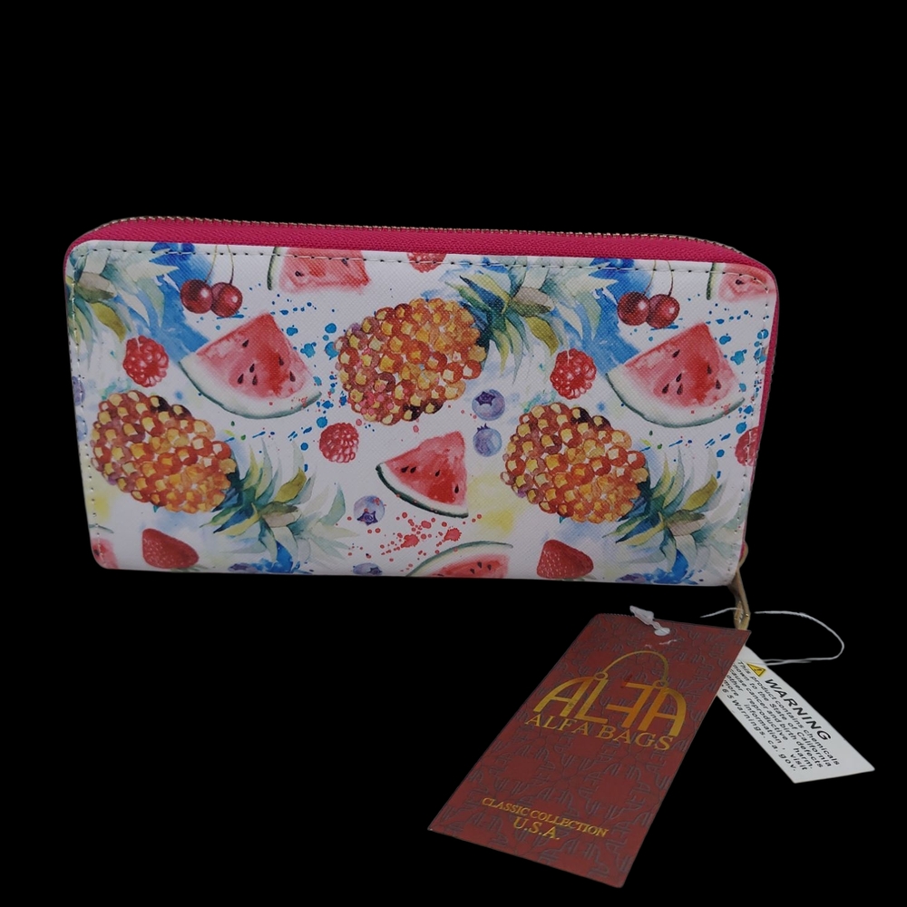 ALFA Bags Vibrant Fruit Print Wallet NWT